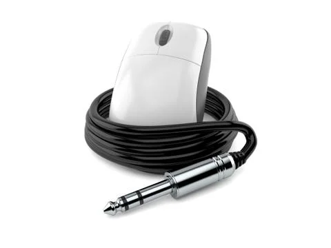 Computer mouse with audio cable 스톡 일러스트