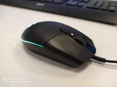 Computer mouse with backlight black luminous Stock Photos