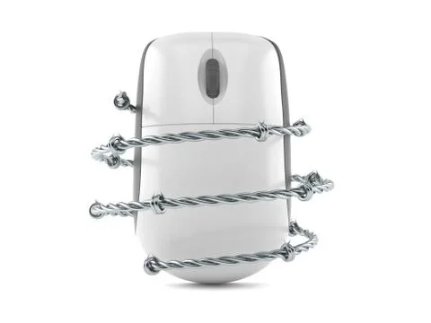 Computer mouse with barbed wire Stock Illustration