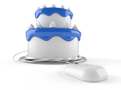 Computer mouse with birthday cake Illustrazione stock