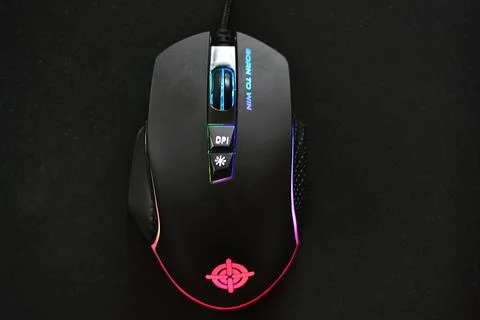 Computer mouse on a black background Stock Photos