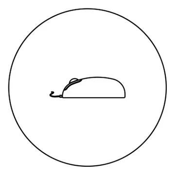 Computer mouse black icon in circle outline 스톡 일러스트