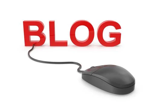 Computer Mouse with Blog Text Stock Illustration