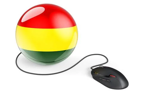 Computer mouse with Bolivian flag. Internet network in Bolivia concept. 3D re 스톡 일러스트