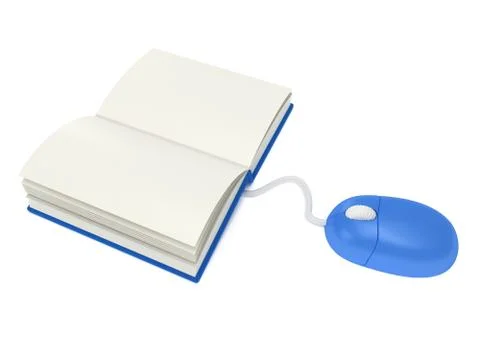 Computer mouse with book.  3d render. Stock Illustration