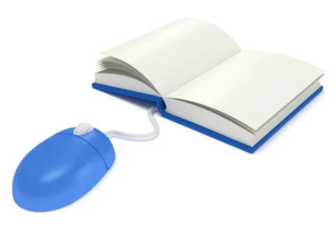 Computer mouse with book.  3d render. Stock Illustration