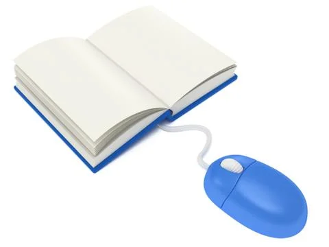 Computer mouse with book.  3d render. Stock Illustration