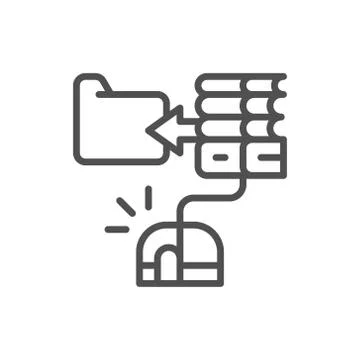 Computer mouse with book, online education, web library line icon. イラスト素材