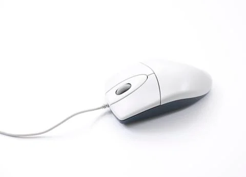 Computer mouse with cable on white background Fotos Stock