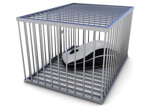 Computer mouse in a cage Stock Illustration