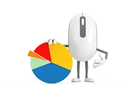 Computer Mouse Cartoon Person Character Mascot with Info Graphics Business .. Stock-Illustration