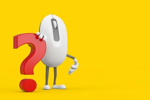 Computer Mouse Cartoon Person Character Mascot with Red Question Mark Sign... Stock Illustration