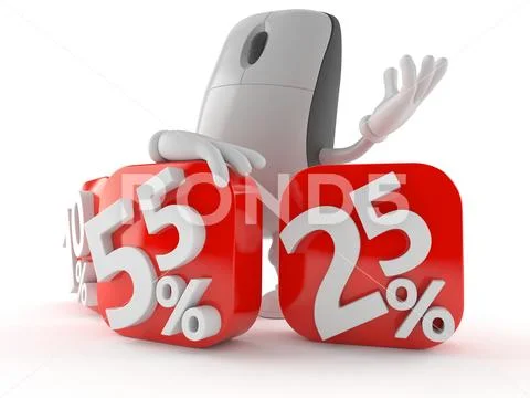 Computer mouse character behind percentage signs Stock Illustration