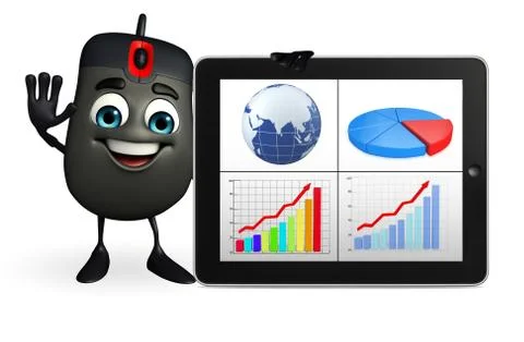 Computer mouse character with business graph Stock-Illustration