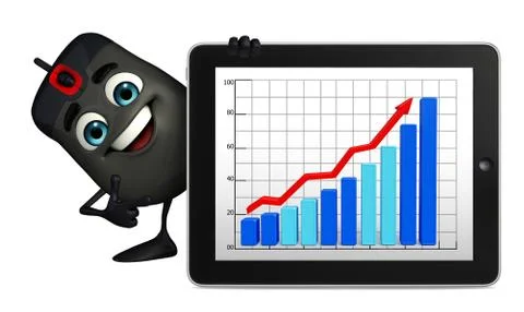 Computer mouse character with business graph Stock-Illustration