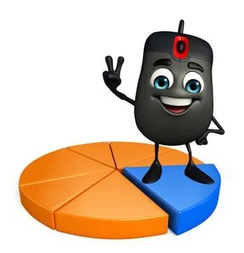 Computer mouse character with business graph Stock-Illustration