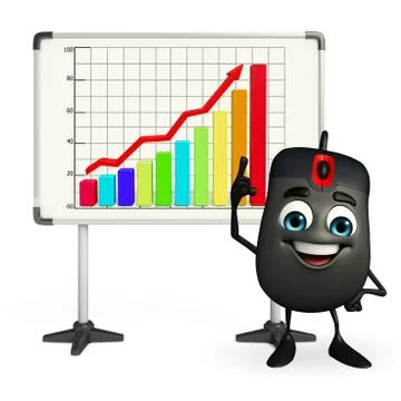 Computer mouse character with business graph Illustrazione stock