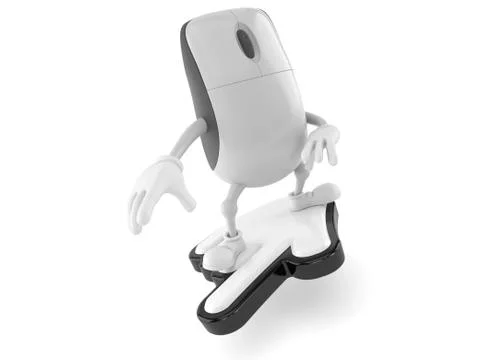 Computer mouse character with cursor 스톡 일러스트