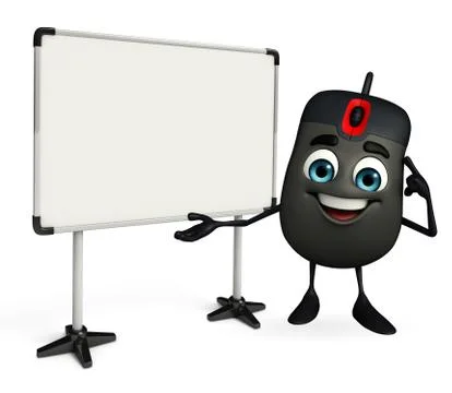 Computer mouse character with display board 스톡 일러스트
