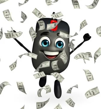Computer mouse character with dollars Stock Illustration