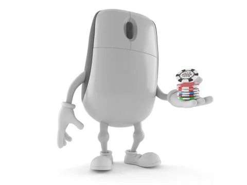 Computer mouse character with gambling chips Stockillustratie