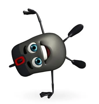 Computer mouse character with hand standing pose 스톡 일러스트