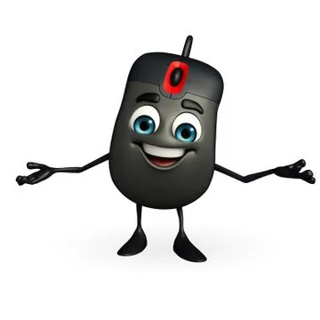 Computer mouse character is happy Stock Illustration