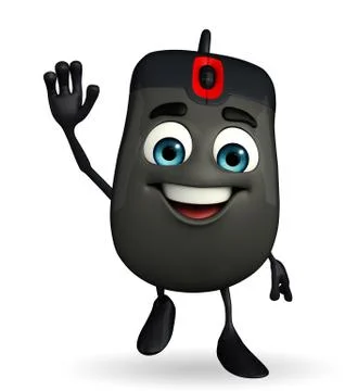 Computer mouse character is happy Stock Illustration