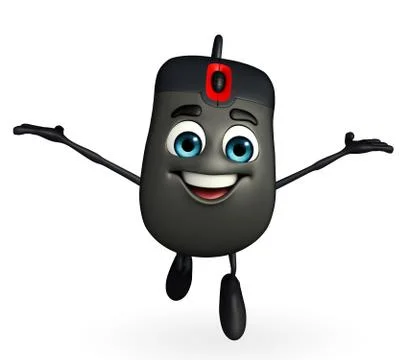 Computer mouse character with happy pose Stock Illustration