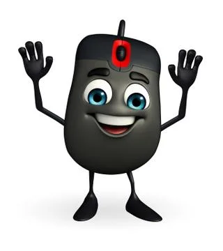 Computer mouse character with happy pose Stock Illustration
