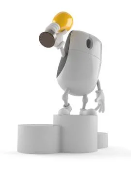Computer mouse character holding a trophy Stock Illustration