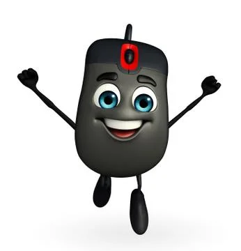 Computer mouse character is jumping Stock Illustration