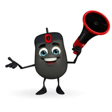 Computer mouse character with loudspeaker 스톡 일러스트