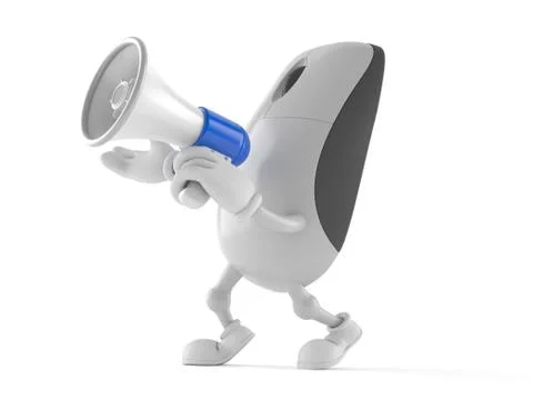 Computer mouse character with megaphone Stock Illustration