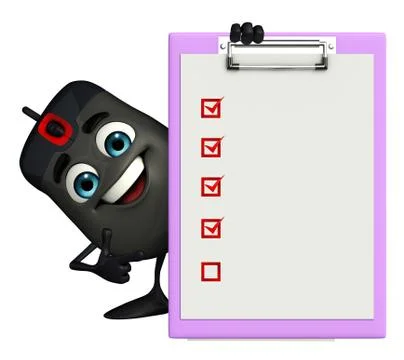 Computer mouse character with notepad Illustrazione stock