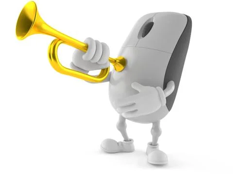 Computer mouse character playing the trumpet Stock Illustration