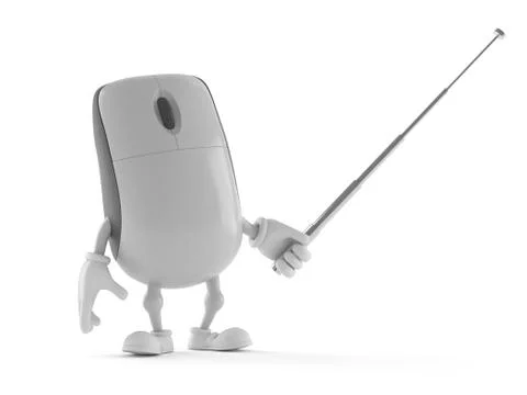 Computer mouse character with pointer stick Illustrazione stock