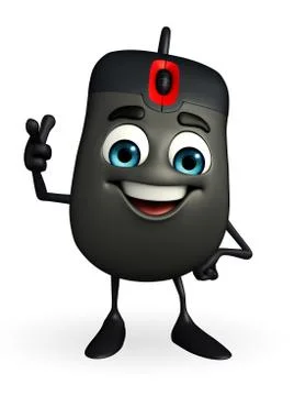 Computer mouse character is pointing Stock Illustration