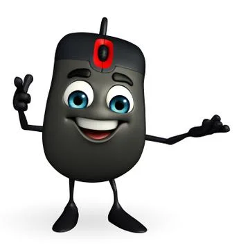 Computer mouse character is pointing Illustrazione stock
