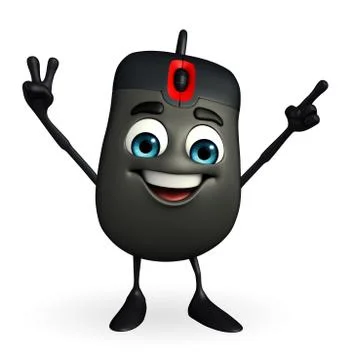 Computer mouse character is pointing Illustrazione stock