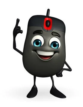Computer mouse character is pointing Stock Illustration