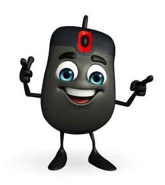 Computer mouse character is pointing Illustrazione stock
