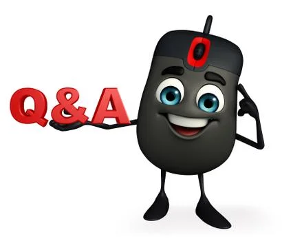 Computer mouse character with q&amp;a Stock Illustration