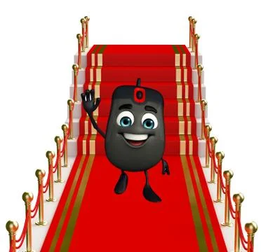 Computer mouse character on the red carpet Stock Illustration