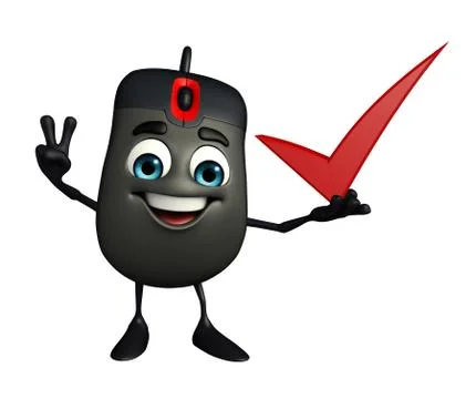 Computer mouse character with right sign Illustrazione stock
