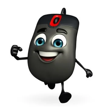 Computer mouse character is running Stock Illustration