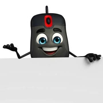 Computer mouse character with sign 스톡 일러스트