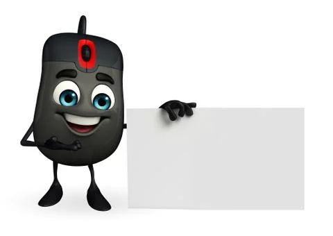 Computer mouse character with sign Stock Illustration