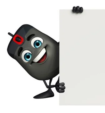 Computer mouse character with sign Stock Illustration