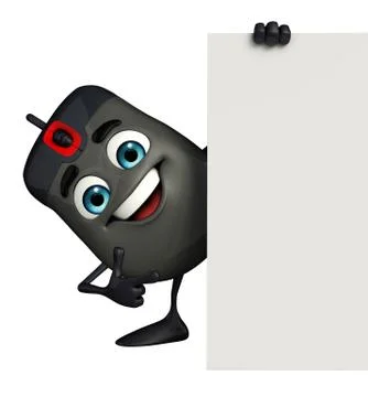 Computer mouse character with sign 스톡 일러스트